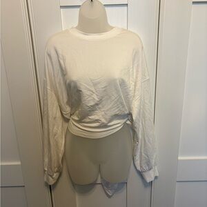 Athleta White Crewneck Tie Back